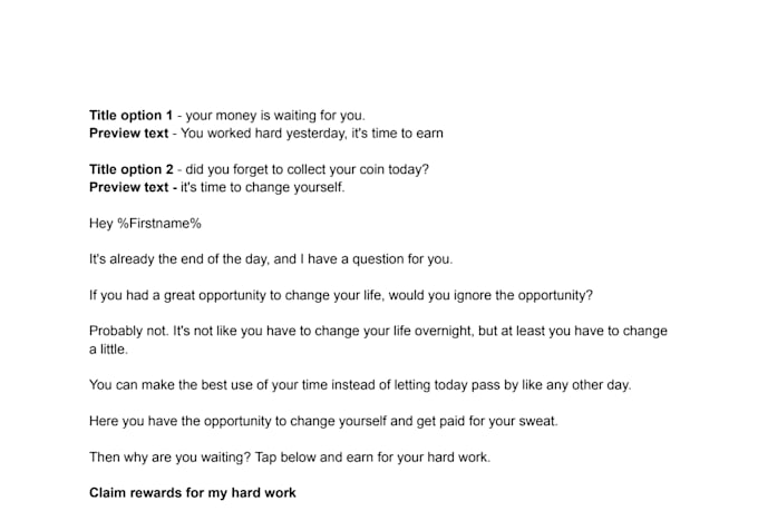 write sales driving ecommerce email copywriting